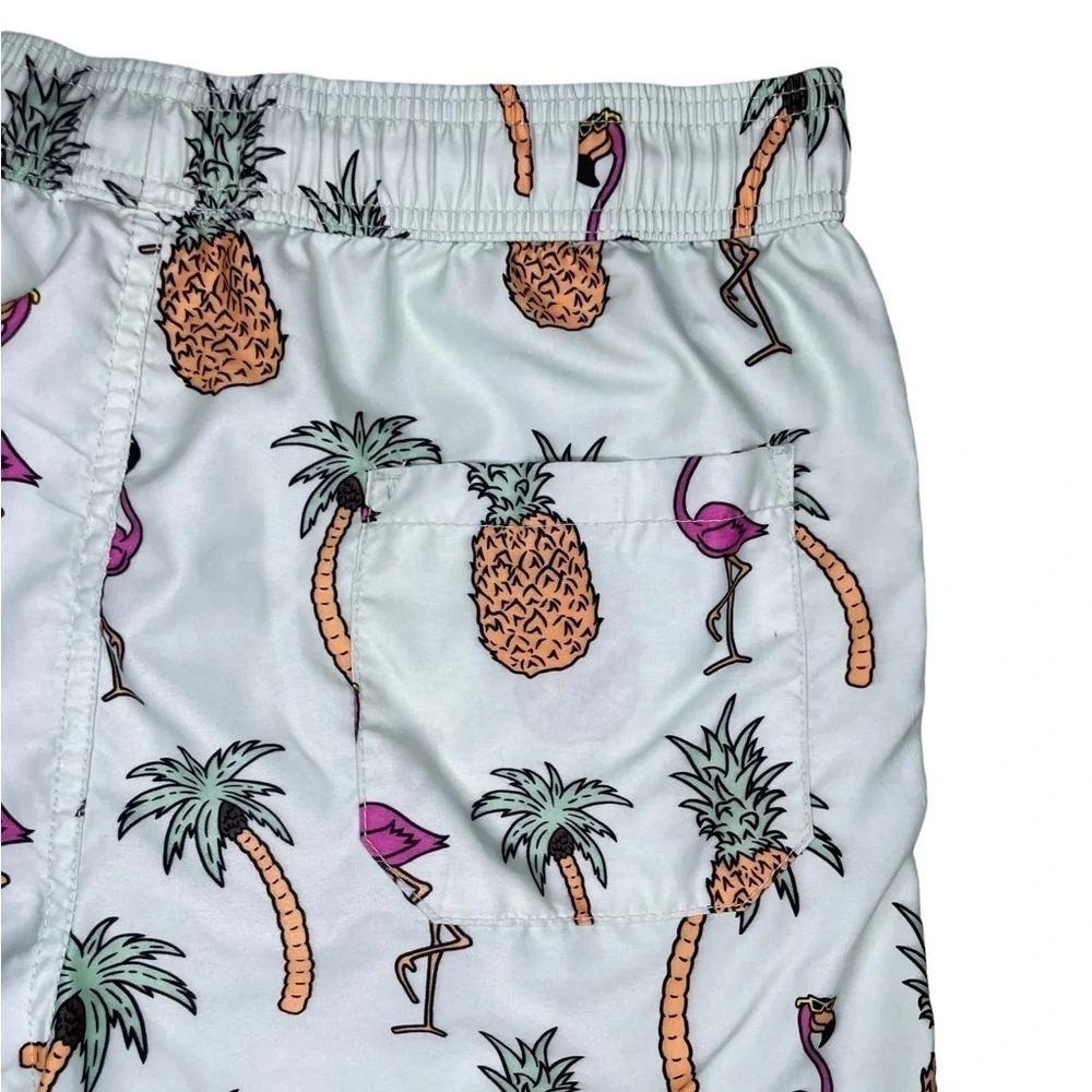 Maui And Sons Men’s Flamingo Print Lined Swim Trunks Size Small